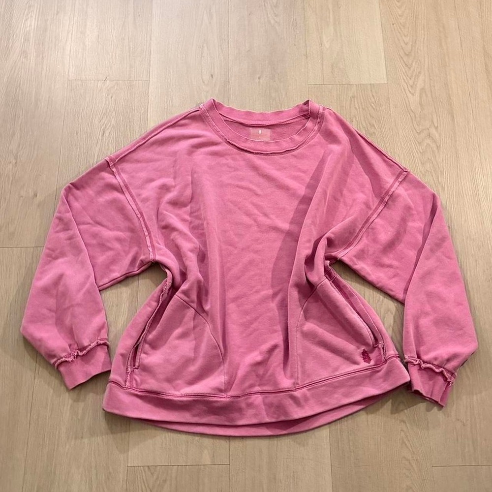 Free People Movement Oversized Solid Metti Crew Cotton Sweatshirt Size L NWOT